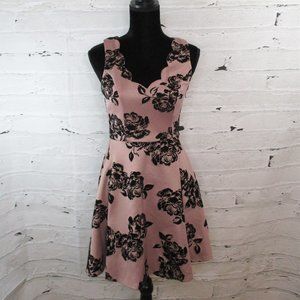 Trixxi Junior's Velveteen Rose Fit and Flare Short Dress